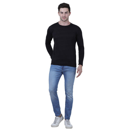 Cotton Blend Solid Full Sleeves T-Shirt